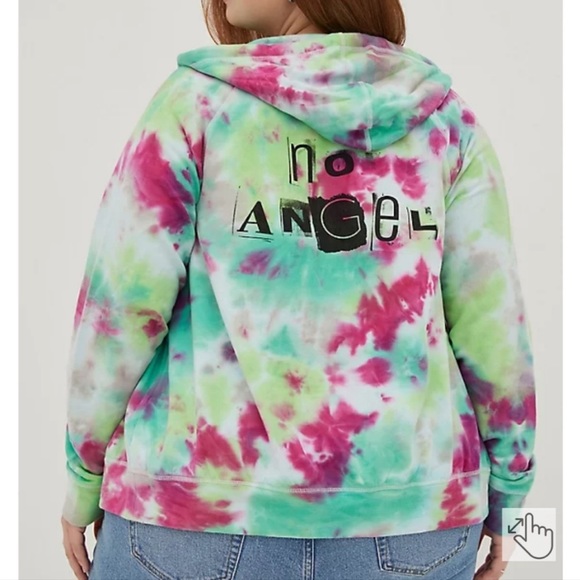 Torrid LoveSick Zip-Up Hoodie - French Terry Multi Tie-Dye No Angel - Picture 2 of 5